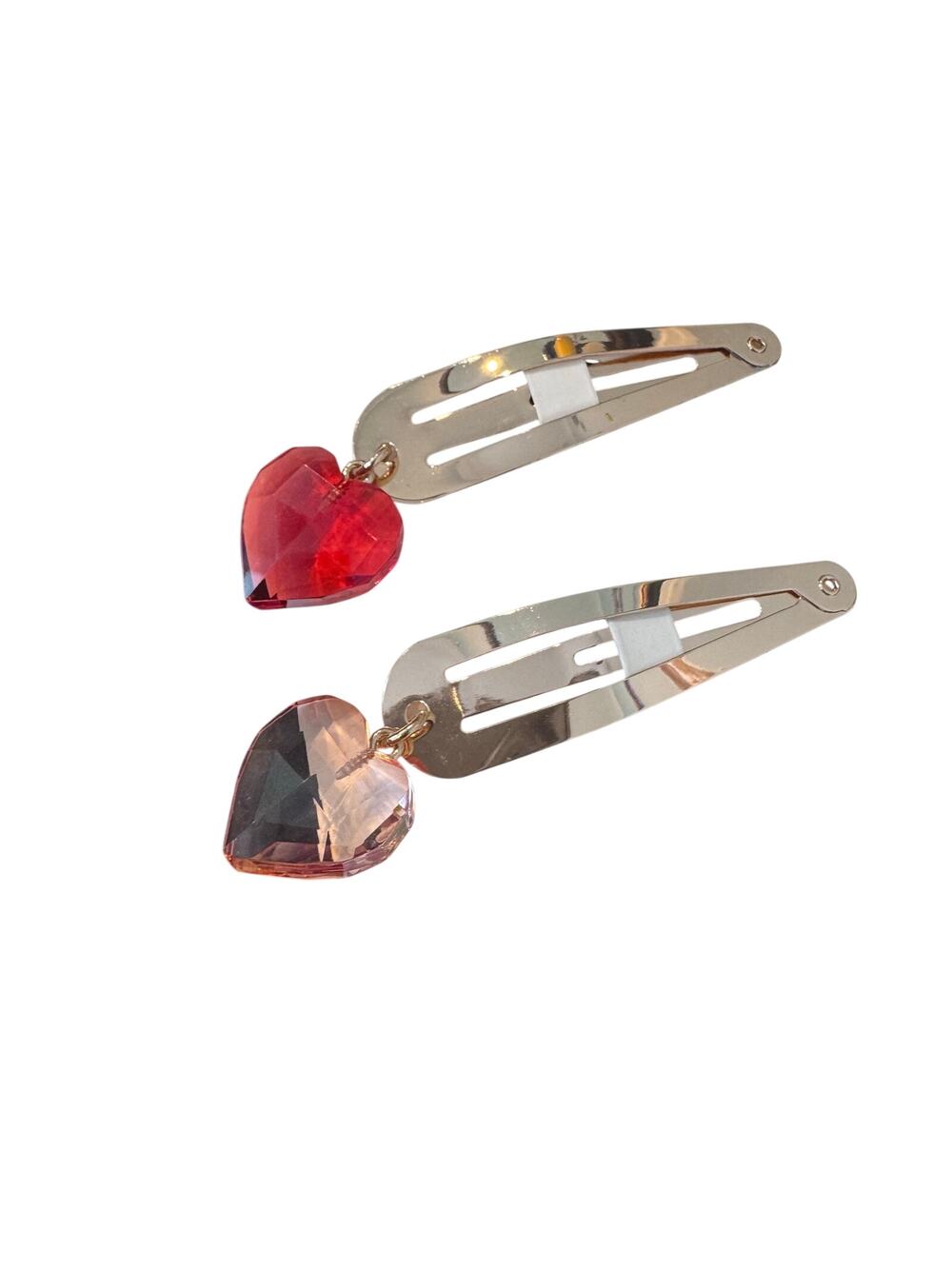 J. Crew Girls' Heart Hair Clips Set-Of-Two Acrylic Steel Gold One Size NWT